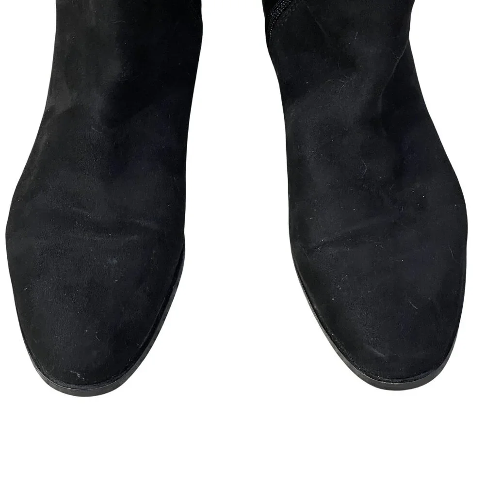 Ann Taylor OTK Carlene Boot Black Flat Suede Size 8 Almond Toe